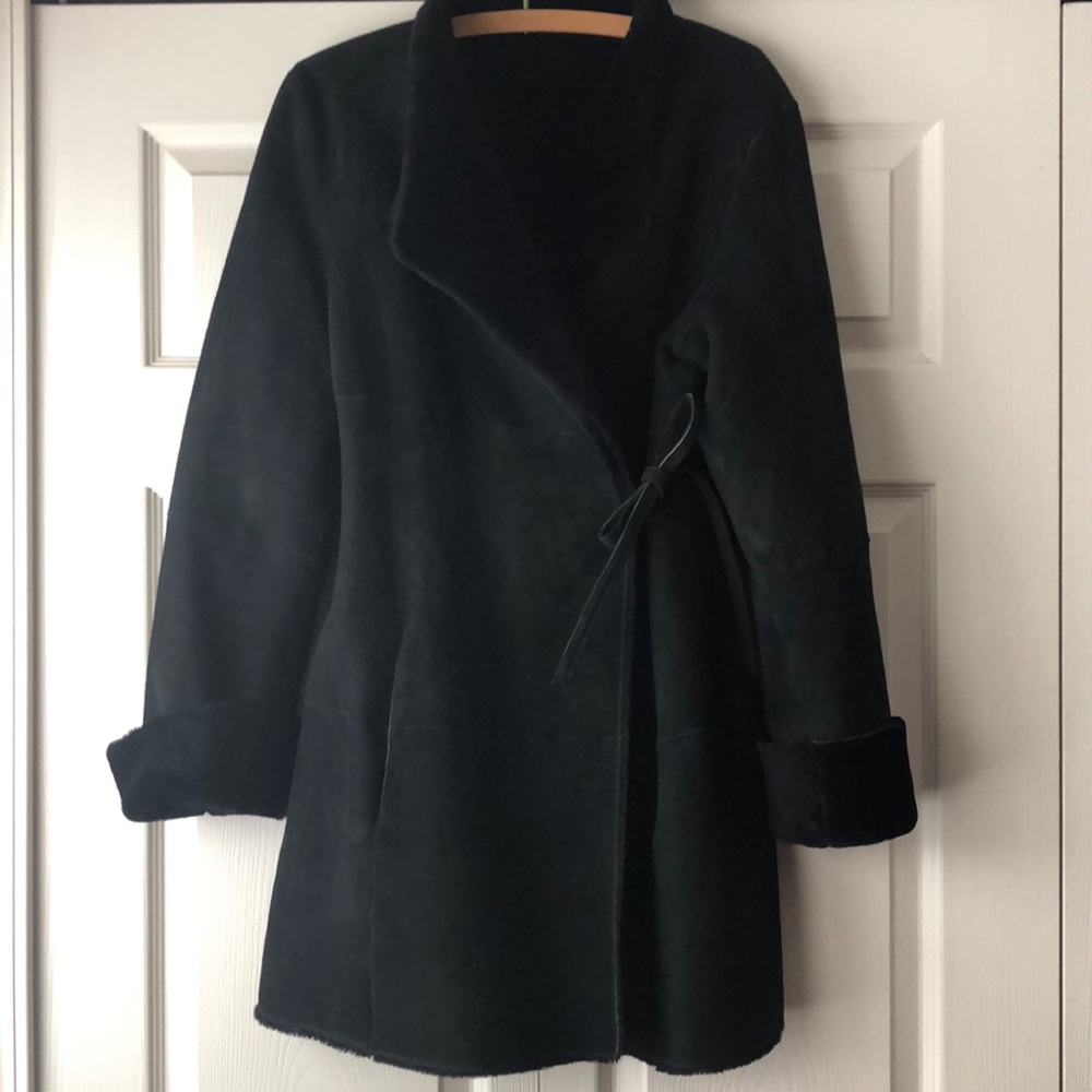 Cole Haan Vintage ✨Rare ✨ Country Suede Shearling Wrap Coat Sz M